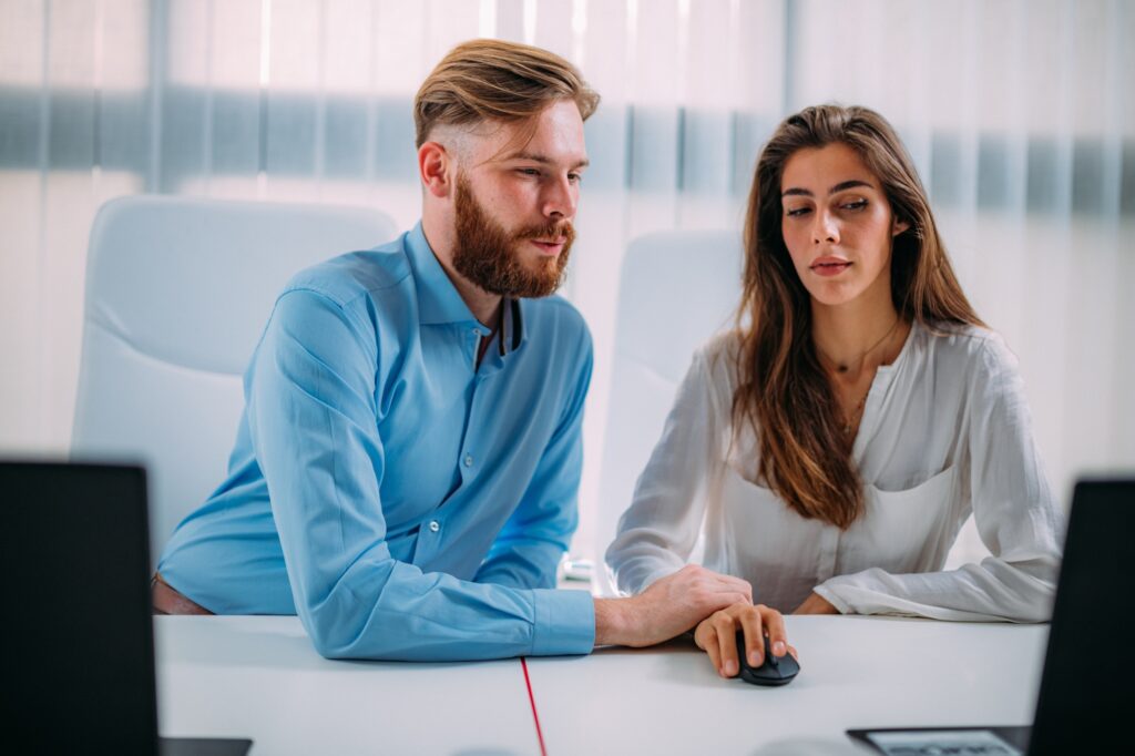 Love Relationship at Work. Office Colleagues Having a Romantic Affair